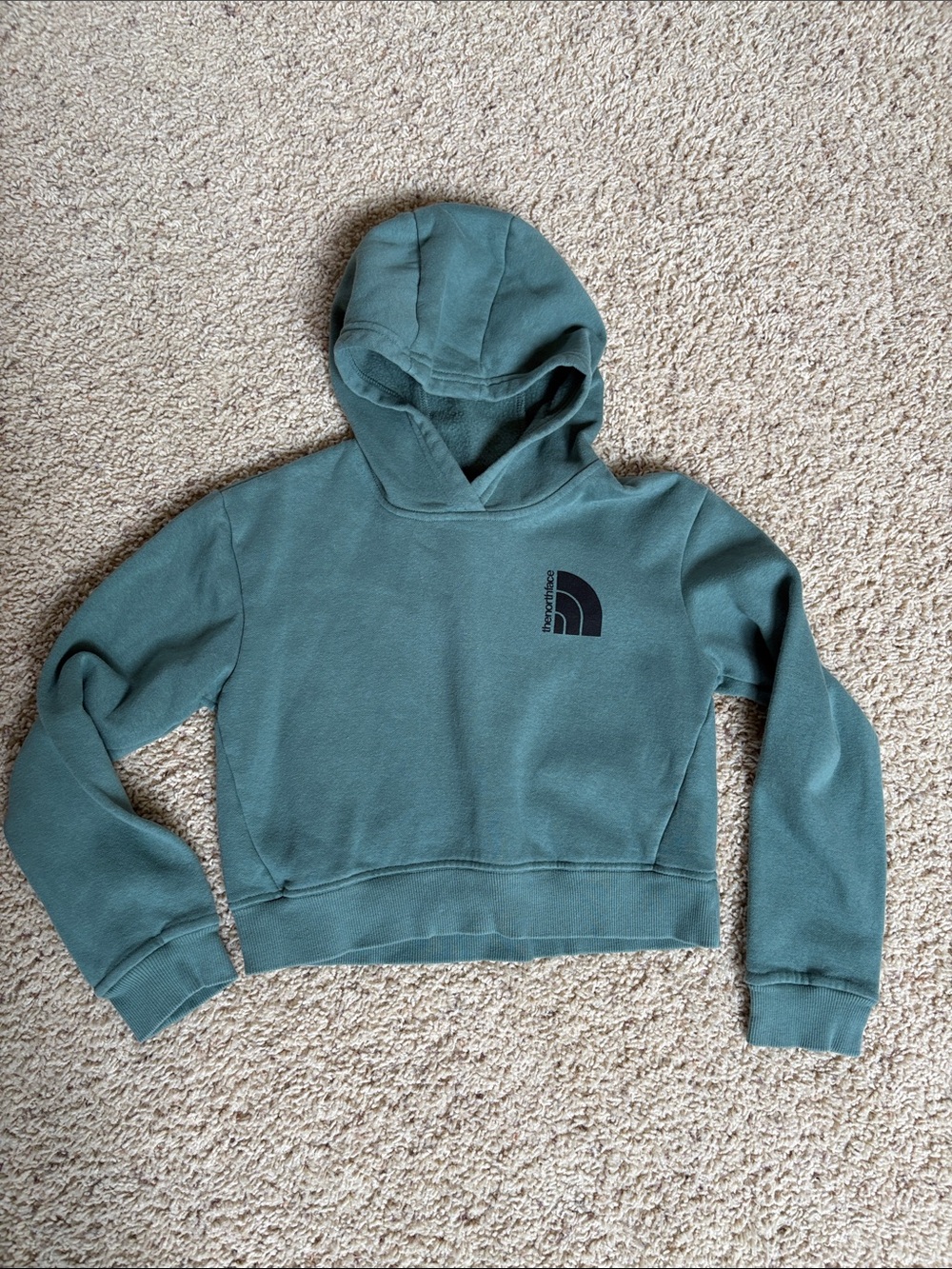 Girls North Face Teal Cropped Hoodie Size Medium (10)